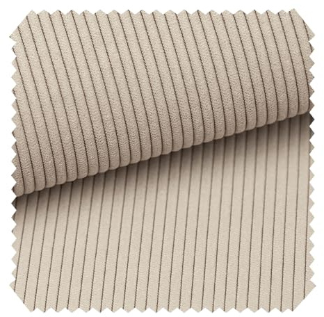 novely® ONTRE - Samtiger Polsterstoff in Feincord-Optik - Robuster Möbelstoff - Pflegeleichte Meterware 1 lfm Farbe: | 02 Beige
