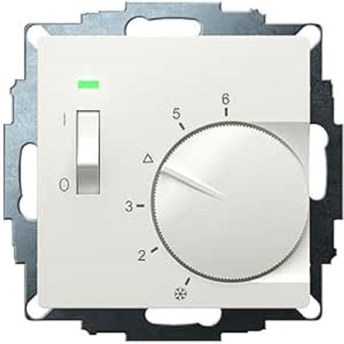 Eberle UP-Raumregler UTE 1015 (RAL 9010 weiß glänzend, Maße 55x55, 5-30 C, AC 230V, 1Öffner, 10 A, Temperaturabsenkung ca.4K, Schalter Ein/Aus, Anzeige Regler Heizt) 191811554502