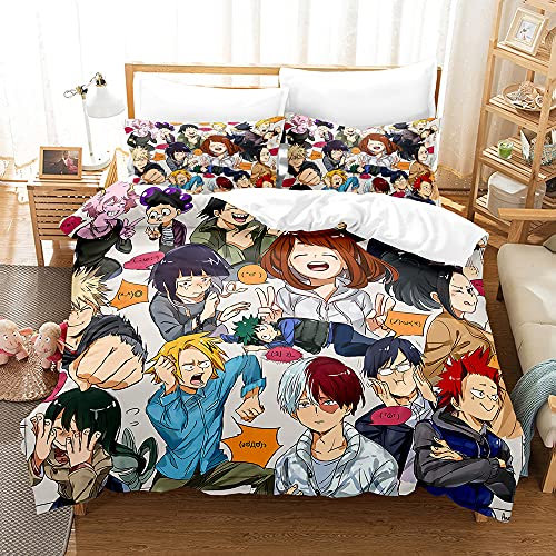 My Hero Academia OCHACO URARAKA/Todoroki Shoto Anime Bettwäsche-Sets Cartoon 3D-gedrucktes Polyestergewebe 1 Bettbezug + 1/2 Kissenbezüge (keine Bettdecke)