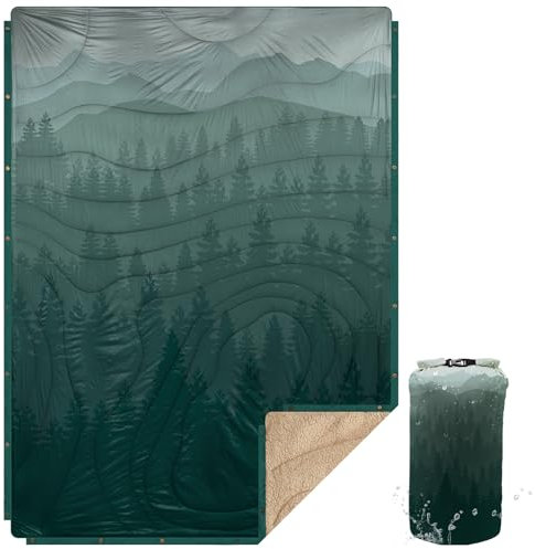 KawaGebo Kamp Sherpa Outdoor Decke Warm & Ultraleicht mit Packsack,3in1 Camping Decke wasserabweisend,Poncho & Schlafsack Campingdecke Zum Schlafen,Deinem Van,Wohnzimmer, Reisedecke 145x200cm