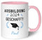 Bedruckte Tasse mit Spruch - Examen geschafft - Geschenk zum Abschluss oder Sieg - Geschenk für Studenten Schüler Sportler Freunde zum Erfolg - für Sie & Ihn - Rosa