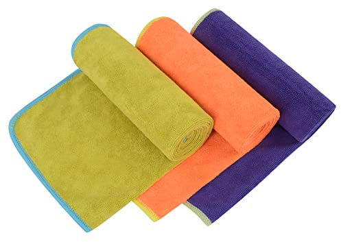 VIVOTE Mikrofaser Handtücher Sporthandtuch Super Absorbant Schnelltrocknend Fitness Handtuch, Perfekte Gym Handtuch, Strandhandtuch und Reisehandtuch 35cm x 75cm 3 Stück (Grün + Orange + Lila)