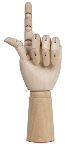 TOUROCMONT Gliederhand Holzhand Zeichenpuppe Modellhand 18 cm, 30cm, Links, Rechts, beweglich zum Malen(Links, 30CM)