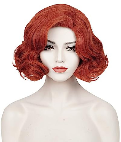 Kurze Kupfer Perücken für Damen, TANTAKO 20er 30er Jahre Lockige Synthetische Auburn Bob Vintage Perücke Halloween Cosplay Kostüm Perücke(Kupfer)