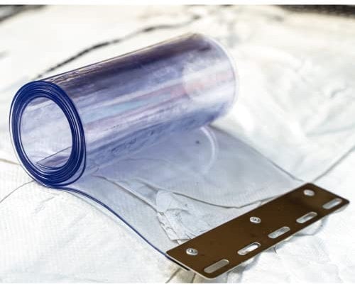 AirTech-UK PVC Strip Door Curtain Single Strip 2mm Thick 200mm Wide and 2.3 Meters Long for Cold-Room, Warehouse with clamp Attached Ready to Hang