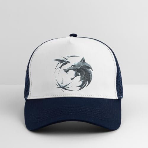 Spreadshirt The Witcher Emblem Logo Geralt, Ciri Und Yennefer Trucker Cap, One Size, Weiß/Navy