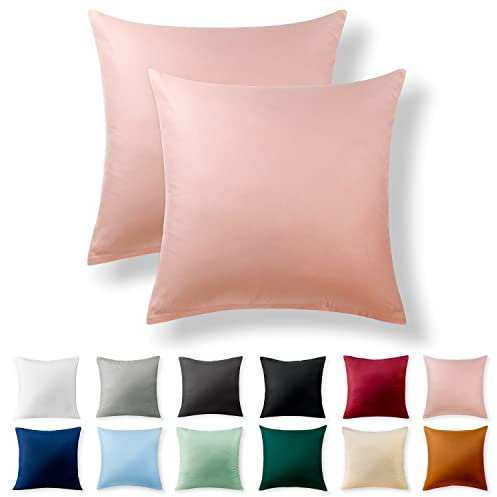 Alreya 2er-Set Renforcé Kissenbezug 80 x 80 cm - 100% Baumwolle mit YKK Reißverschluss, Superweicher Kopfkissenbezug 80x80, Kissenhülle, Babyrosa, nur Kissenbezug