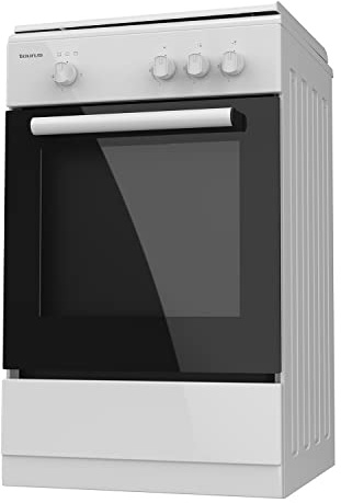 Taurus CIG3FWHMG - Cocina de gas butano independiente, 9850W potencia equivalente total, 3 quemadores, preparada para gas, válvulas de seguridad, 43L capacidad horno, tapa metálica, blanco brillante