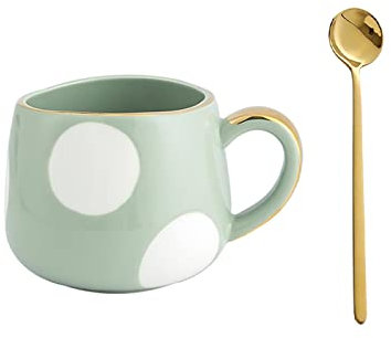 IXART Tasse a Cafe/Mugs Cafe Tasse en céramique Cup Timbale avec tasse de café Bureau cuillère à thé Coupe 12.9OZ Tasses de Petit Déjeuner (Color : E+Spoon)