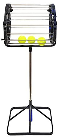 HLGKBY Tennis-Sammler, höhenverstellbar, Tennis-Roller, automatischer Ball-Sammler, verhindert Bücken, Kapazität 80 Bälle, geeignet für Schulturnhalle, einfach zu bedienen, 14,4 x 12,4 x 41,2 Zoll