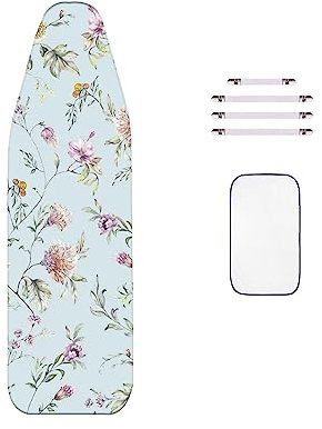 WTAIS Groß - BüGeltischbezug, Fuchsiafarbene Blume, DampfbüGeltisch - Ersatzbezug, Extra Dick - 2-Lagige AusfüHrung, mit Isolierender Netzunterlage Und VerschlüSsen