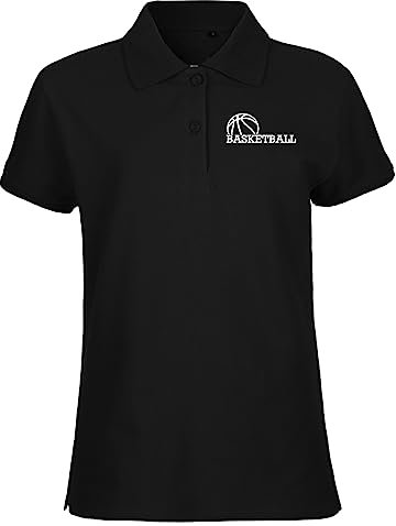 Huuraa Womans Poloshirt Basketball Ball Geschenk Größe L Black Bio Baumwolle Fairtrade Basketball Mitbringsel