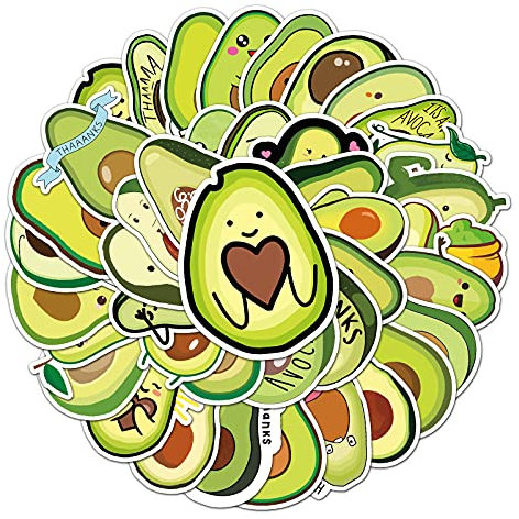 Avocado Aufkleber für Laptop (50 PCS),Geschenk für Kinder Jugendliche Erwachsene Jungen,Avocado Stickers Wasserdicht Vinyl Aufkleber für Scrapbook,Skateboard,Auto,Gepäck