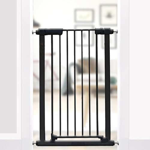 Callowesse Kuvasz Tall & Narrow Child and Pet Gate 96cm High, Fits Openings of 66-73cm. Pressure Fitted No Screws for Doorways, Stairs and Hallways. Extensions Available. Black