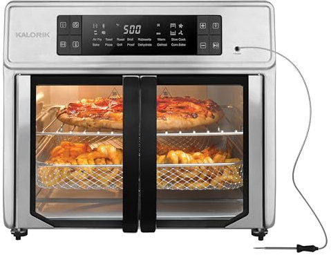 Kalorik MAXX Advance Digitaler Heißluftfritteusen-Ofen mit 9 Zubehörteilen, Edelstahl (AFO 52425 OW)