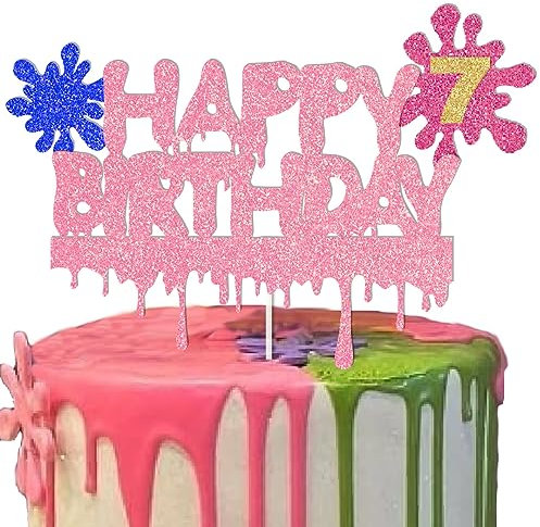 Slime Cake Topper Art Slime 8th Birthday Decoration for Slime 8th Themed Birthday Party (7)