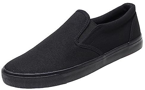 Jamron Hombre Color Sólido Slip On Zapatos de Lona Zapatillas Casual Sneakers Plimsolls Negro SN0706142 EU44