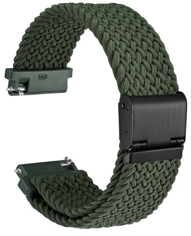 WOCCI 18mm Gewebtes Nylon Uhrenarmband für Damen und Herren, Schnellverschluss, Verstellbare Schwarze Schnalle (Khakigrün)
