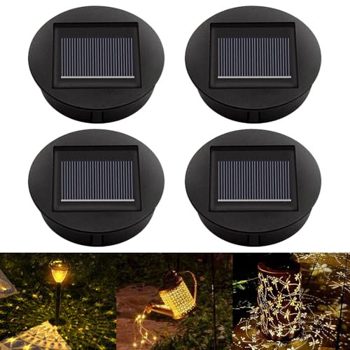 Mineup Solarleuchten Ersatzteile, 4 Stück 8cm Solarleuchten Ersatz Top mit LED Leuchtmitteln, 1.2V IP44 Solarleuchten Solarpanel Ersatzteil für Solarlaterne, Solar Gartenleuchten und DIY