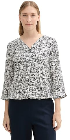 TOM TAILOR Damen Bluse mit Muster, 35891 - Organic Navy Dot Design, 36