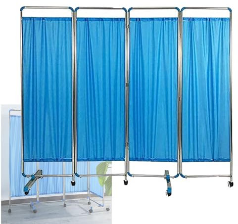Rollbarer Medizinischer Sichtschutz Mit 4 Paneelen Und Rädern, 180 cm Hoch, Faltbarer Temporärer Raumisolationszaun for Krankenhaus/Büro/Schönheitssalon