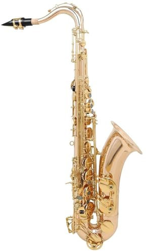 Saxophon-Set Messing Schnitzmuster Bb Bend Sopransaxophon Saxophon Weißes Blasinstrument (Color : Rose gold)