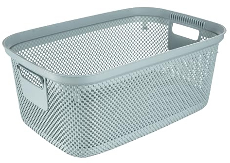 keeeper Wäschekorb in Strick-Optik, Seitengriffe, Luftdurchlässig, Kunststoff, 53 x 34,5 x 22,5 cm, Bosse, Blau (Nordic Blue)