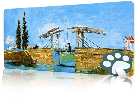 FAIRYGATE Mouse Pad XXL Gaming Schreibtisch Matte Deko Mauspad mit Motiv Mousepad mit Design Muster Blau Glatte Oberfläche und Rutschfester Gummiboden für Gaming Arbeit Büro Zuhause B6201-L