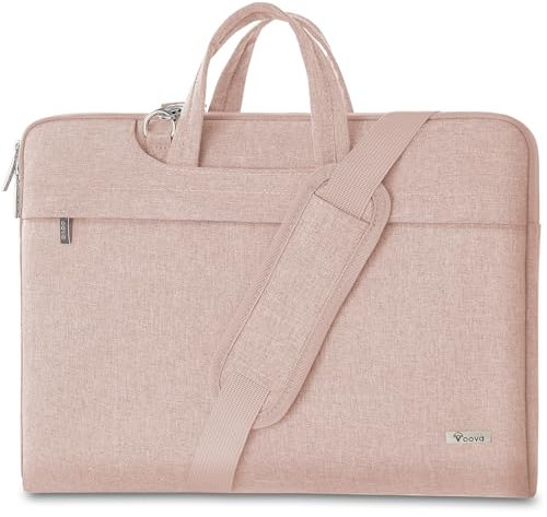 Voova Borsa per computer portatile 15 15,6 16 pollici, borsa a tracolla per computer portatile leggera con manico a scomparsa per laptop 15,6 principessa, rosa
