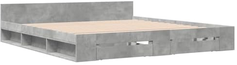 vidaXL Bettgestell, Bett mit Schubladen für Schlafzimmer, Bettrahmen mit Lattenrost, Schlafzimmerbett Doppelbett, Betongrau 180x200cm Holzwerkstoff