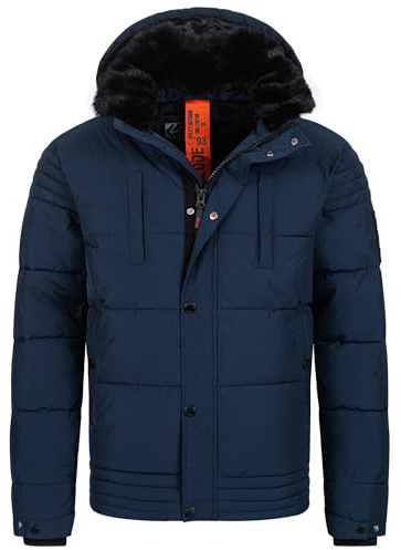Indicode Herren INBlaise Warme Winterjacke mit Reißverschluss und Kapuze | Wärmende Outdoorjacke für kalte Tage, Herrenjacke, Alltagsjacke, Wintermantel, Freizeitjacke, gefütterter Parka für Männer