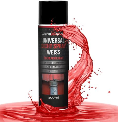 WerkXheld Dichtspray 500ml - Allesdichtspray für kleine Risse an Dachrinnen und Mehr, Dichtungsmasse & Spray, Wasserdicht, Klebt & Dichtet, Weiß