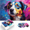 Jigsaw Puzzles Colorful Psychedelic Jack Russell Terrier jigsaw puzzles for adults 1000 Piece Puzzle wooden puzzle Challenging Game Puzzles（50x75cm）