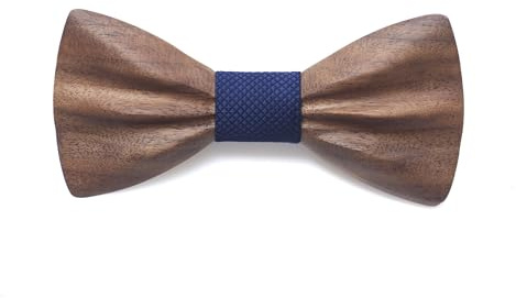 Cyriacus Corbata de madera para hombres, pajarita de madera para hombre, para bodas, actuaciones, baile de graduación, regalo, azul oscuro, 12.5*5.3CM