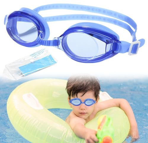 Lunettes de natation enfants，Lunettes de natation enfants avec lentille anti-buée，Lunettes de natation en silicone souple，Lunettes de natation pour garçons et filles，Set de bouchons d'oreilles