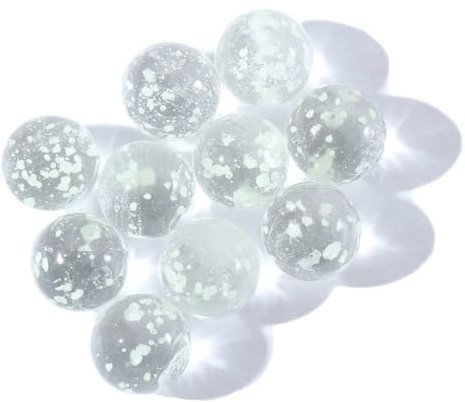 TYNXK Glow In The Dark Murmeln 10 stücke Leuchtenden Glaskugeln 12mm Creme Konsole Spiel Flipper Vieh Kleine Murmeln Pat Spielzeug Perlen Glasmurmeln(Transparent)