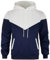 comefohome Hoodie Herren Pullover Langarm Sweatjacke Kapuzenpullover Farbblock Casual Sweatshirt Hoody Kapuzenjacke mit Tasche Weiß Marine L