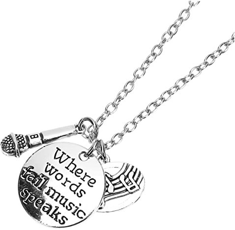 VALICLUD 2 Pz collana di musica gioielli in chiave di violino ciondoli da uomo collana con ciondolo microfono collana di natale Collana microfono collana hip-hop collana affidabile lega