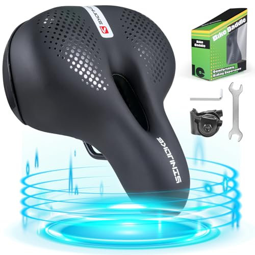 ZCYLPT Bike Saddle,Wide Soft Flexible Bike Seat,Shockproof Ergonomic Design Bike Seat Cushion with Reflectors for Road&MTB Bike,Exercise Bike Universal