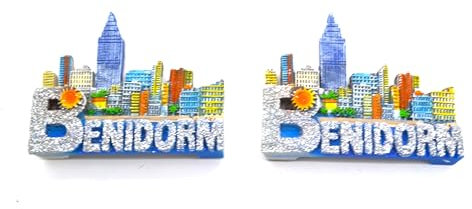 2 x Alicante Horizon Altea Benidorm Santa Pola Fridge Magnet. Spanish Flamenco Dancer. Flag of Spain. Polka Dot Dress with Pericon Figure. Sevillian Fan