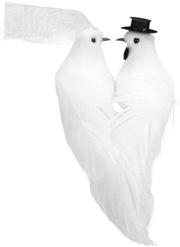 JDCMEI Taubenpaar Hochzeit Deko, Hochzeits-Taubenpaar, Hochzeitstaubenpaar, Künstliche Vogeldekoration, Künstliche Taube, Gefälschte Taubenverzierung, Figuren Weiß Gastgeschenke Dekoration
