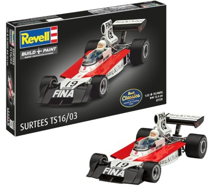 Revell Modellbausatz Surtees TS16/03, Formel 1 – Legendärer F1-Rennwagen mit 3-Liter-Ford-Motor, Historische Lackierung – Entwickelt von John Surtees – Für Motorsportfans & Sammler