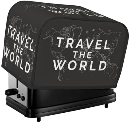 Travel The World1 - Copertura per tostapane a 2 fette, con tasche per piccoli elettrodomestici da cucina, protezione dalle impronte digitali, lavabile in lavatrice