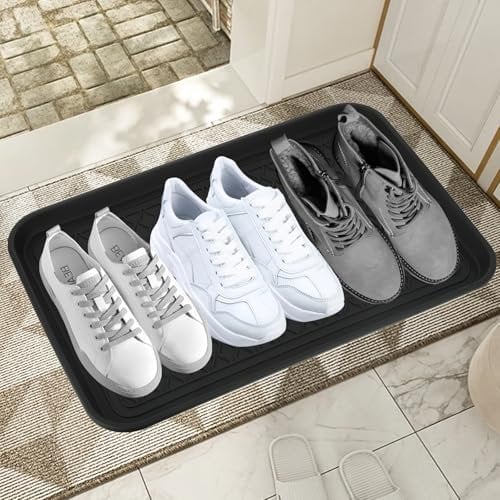 Sibosen 3er Set Schuhabtropfschale Schuhablage groß - Abtropfschale für Schuhe 60 x 40 x 2,5cm Schuhmatte mit erhöhtem Rand - Schuh-Abtropfschale für Regen, Herbst & Winter