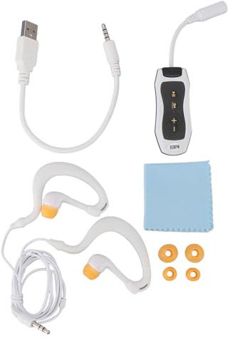 Unterwasser-MP3-Player IPX8 Wasserdichter Wiederaufladbarer USB2.0-Musikplayer mit Wasserdichtem Kopfhörer Zum Schwimmen, Tauchen, Laufen (8GB)