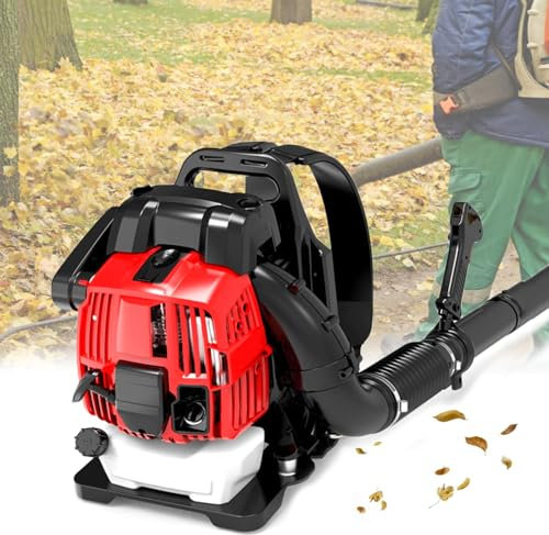 Rucksack Benzin Laubbläser mit 2,2KW Motor, gepolsterte Stützgurte, Windgeschwindigkeit 90m/s, tragbarer Schneepflug