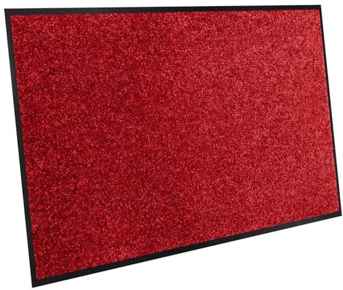 ANRO Fußmatte Schmutzfangmatte mit Gummirand Amigo Türmatte Fußabtreter für Haustür innen und außen rutschfest waschbar Rot 40x60cm