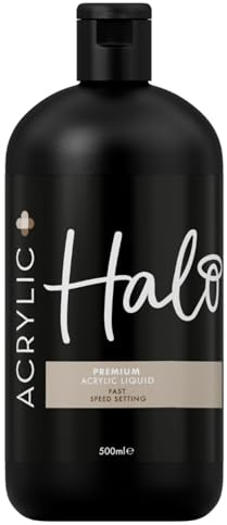 Halo Acrylic Plus Fast Setting Acrylic Monomer Liquid - 500ml. Acrylic Liquid for Nail Art, Nail Extensions & Overlays. HEMA Free Acrylic Liquid Monomer for Professional & Home Use.