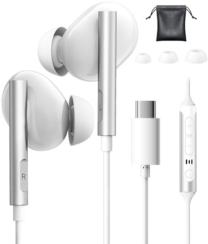 Auriculares Tipo C para Samsung Galaxy S25 S24 Ultra iPhone 16 Cascos USB C con Microfono Magnético HiFi Auriculares USB C para iPhone 15 Pro Samsung A55 A35 A16 S23 S24 FE Google Pixel 9 Pro iPad 10