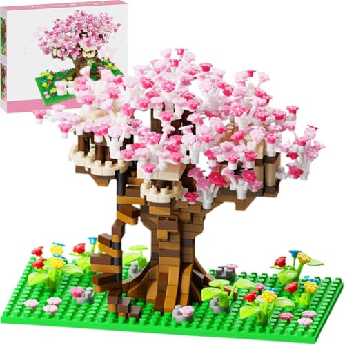 Casa sull'Albero dell'Amicizia,Set di Costruzione da Giardino in Fiore di Ciliegio, Assemblato Albero Di Fiori Carino Mini Set Di Costruzioni Fai Da Te Per Adulti, Mini Alberi Di, Idee Regalo (628 Pe